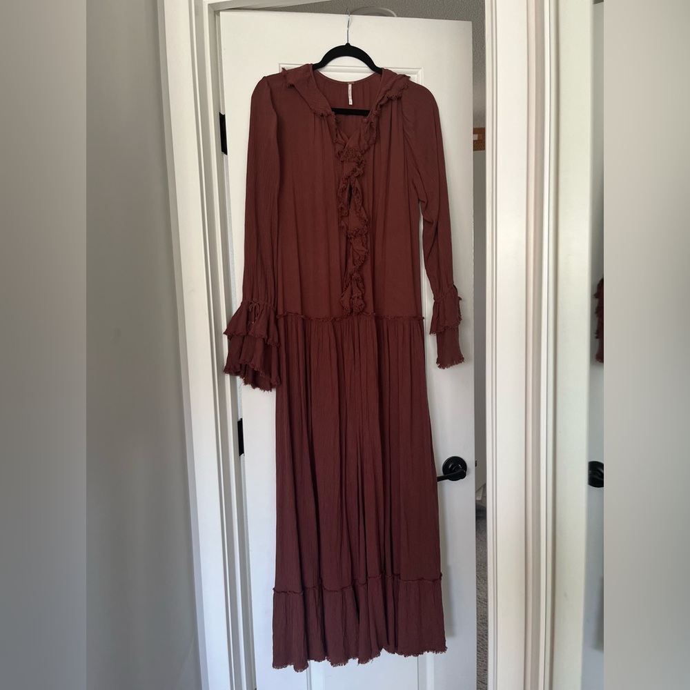 Free People Maxi Dress in Rust Brown